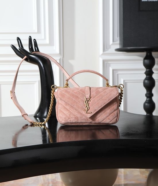 Yves Saint Laurent YSL Mini College Suede Chain Crossbody Bag 779430