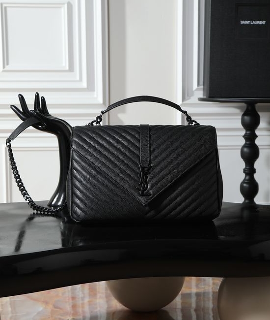 Yves Saint Laurent YSL Monogram College Black Hardware Bag 487212