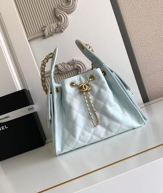 Chanel Hobo Quilted Chain Drawstring Shoulder Bag AS5293