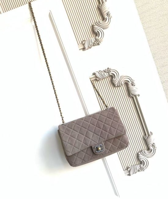 Chanel 26C Quilted Suede CF Bag AS5987