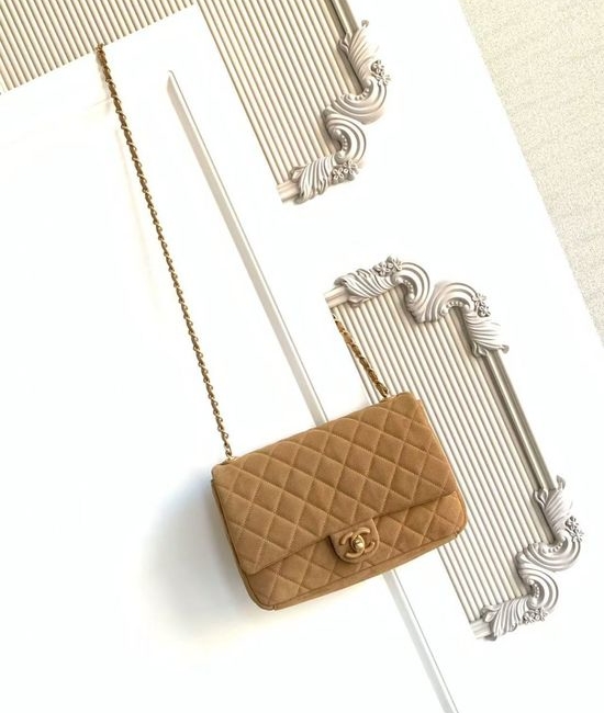 Chanel 26C Quilted Suede CF Bag AS5987