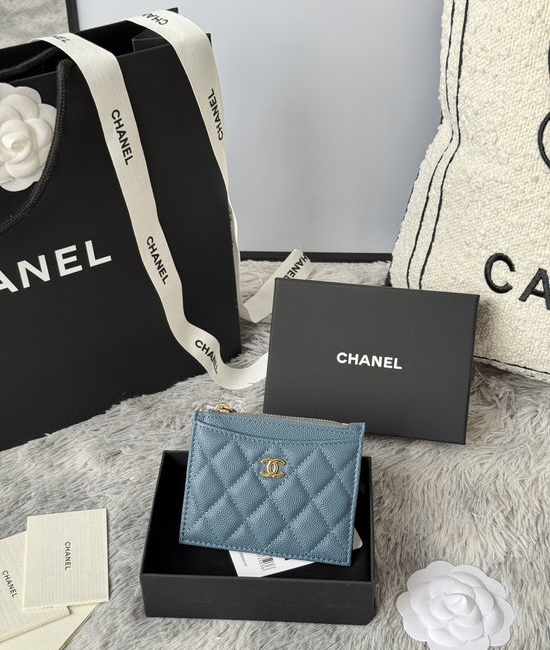 Chanel Caviar Leather Zipper Card Holder A84105