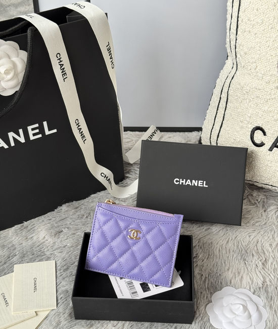 Chanel Caviar Leather Zip Card Holder A84105