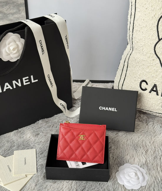 Chanel Caviar Leather Zip Card Holder A84105