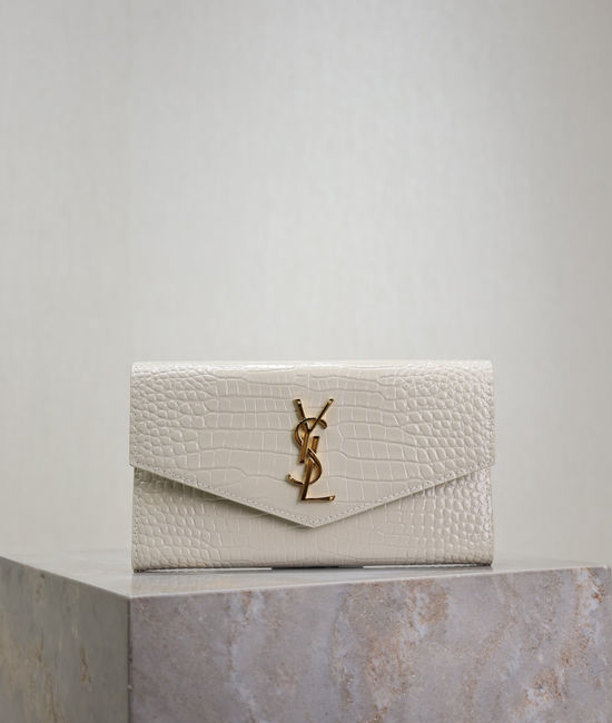 Yves Saint Laurent YSL Croc-embossed Leather UPTOWN Large Wallet 582124