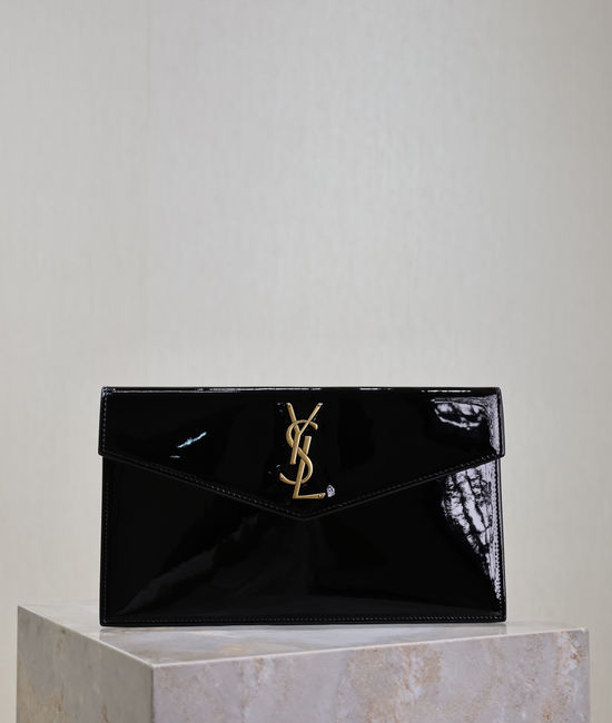 Yves Saint Laurent YSL Uptown Patent Leather Clutch Bag 565739