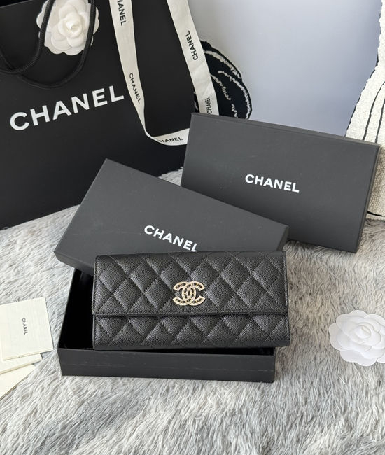 Chanel Long Fold Caviar Leather Wallet AP2790B