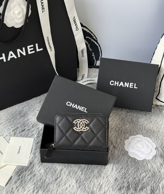 Chanel Zip Caviar Leather Card Holder AP2788