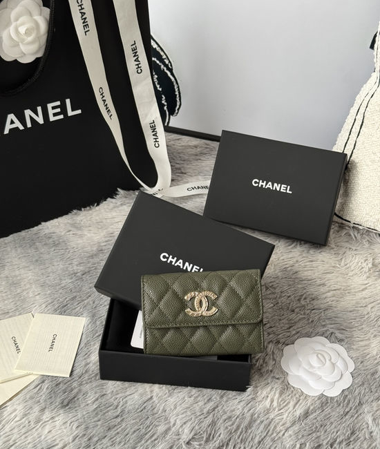 Chanel Caviar Leather Card Holder with Double C Logo AP3097