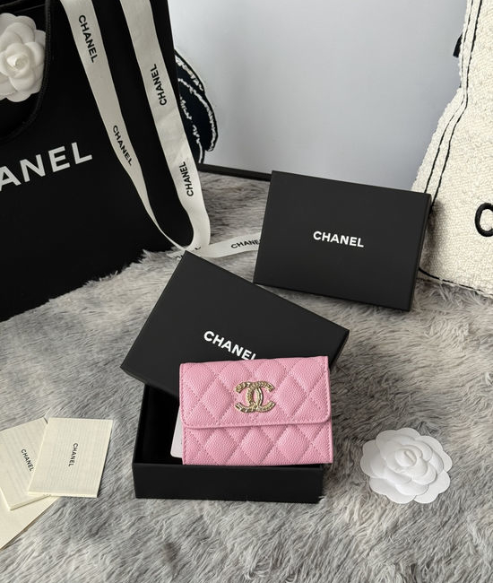 Chanel Caviar Leather Card Holder with Double C Logo AP3097