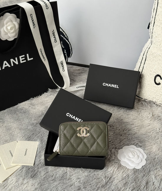 Chanel Caviar Leather Card Holder Wallet 3045