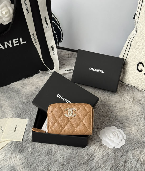 Chanel Caviar Leather Card Holder Wallet 3045