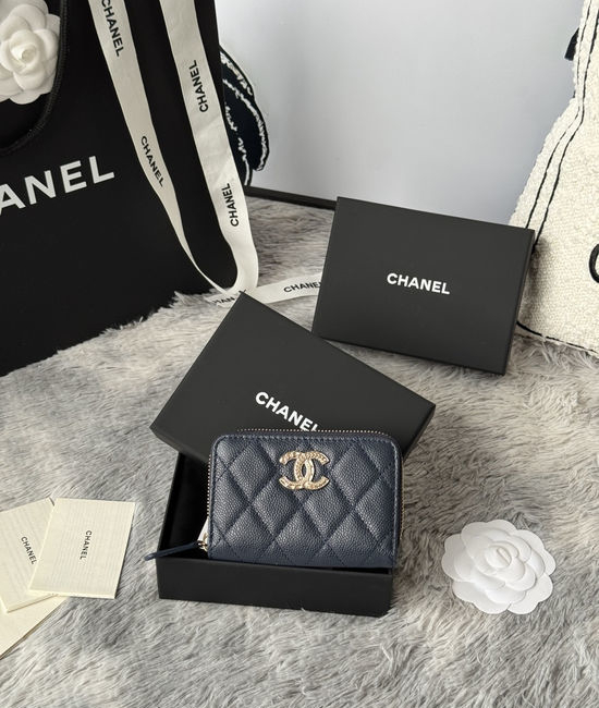Chanel Caviar Leather Card Holder Wallet 3045