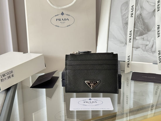 Prada Saffiano Leather Card Holder Wallet 1MC026