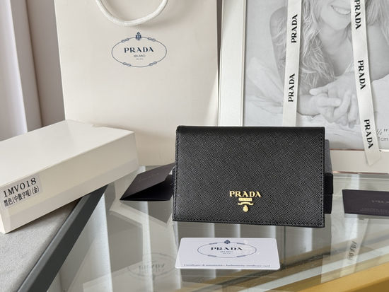 Prada Wallet Cross Grain Leather Purse 1MV018