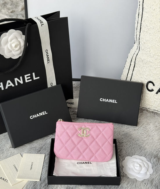 Chanel Caviar Leather Zipper Card Holder AP3099