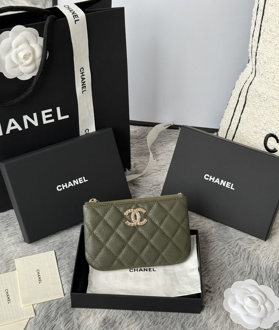 Chanel Caviar Leather Zipper Card Holder AP3099