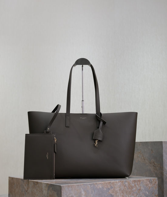 Yves Saint Laurent YSL Green Leather Shopping Tote Bag 394195