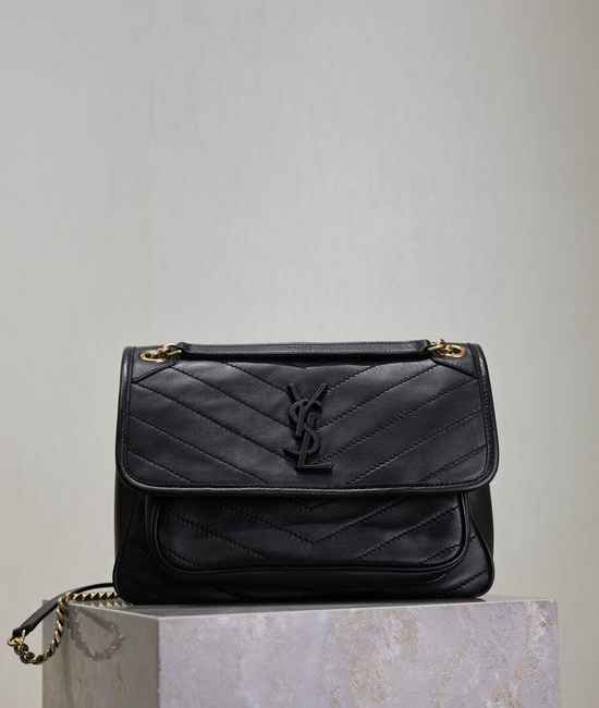 Yves Saint Laurent YSL Niki Black Lambskin Bag 498894