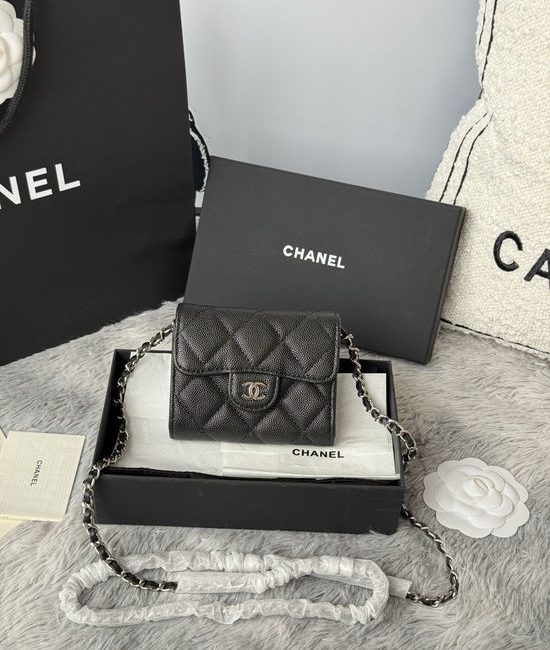 Chanel Mini Chain Wallet Caviar Leather A81082