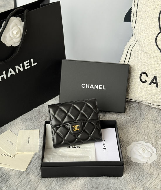 Chanel CF Short Trifold Wallet with Gold Hardware 82288