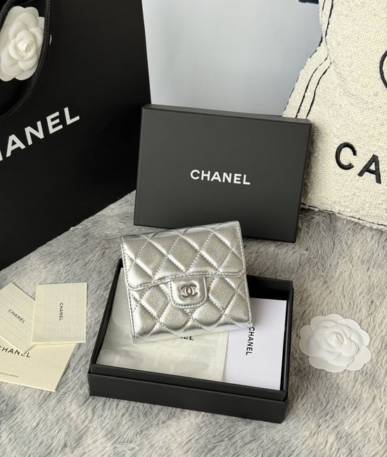 Chanel CF Short Trifold Lambskin Wallet 6 Card Slots 82288