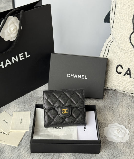 Chanel CF Short Trifold Wallet with 6 Card Slots 82288