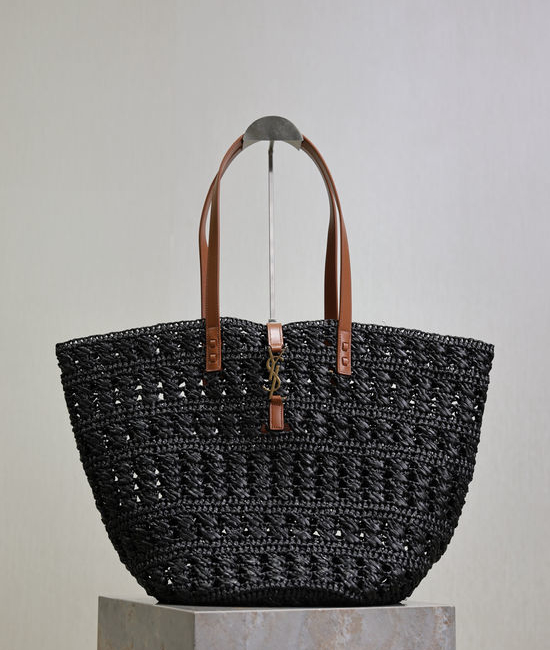 Yves Saint Laurent YSL Raffia Woven Tote Bag 688221