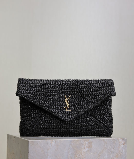 Yves Saint Laurent YSL LE Envelope Woven Leather Clutch 769307