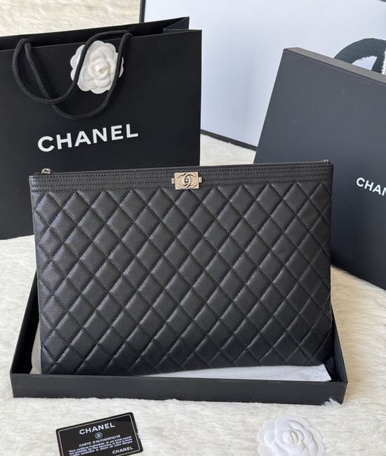 Chanel Leboy Caviar Leather Envelope Clutch 9847