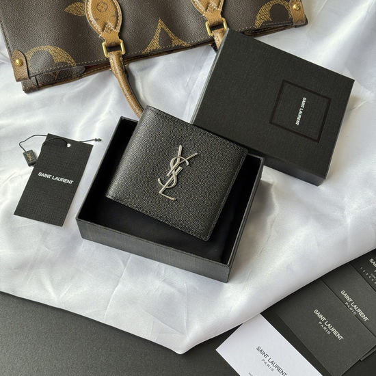 Yves Saint Laurent YSL MONOGRAM Foldable Wallet with Metal Logo 453276