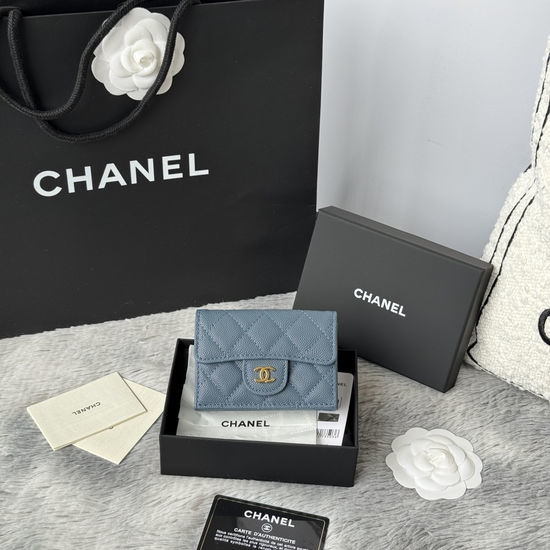 Chanel Wallet Quilted Leather Trifold Card Holder AP280