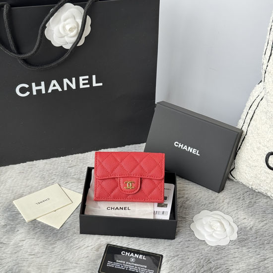 Chanel Wallet Quilted Leather Trifold Card Holder AP280