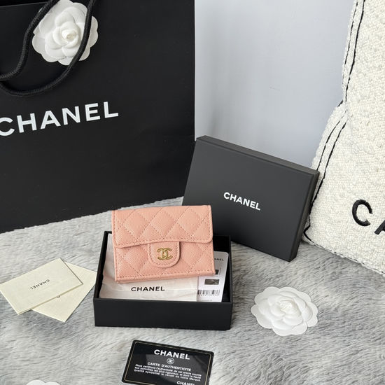 Chanel Wallet Quilted Leather Trifold Card Holder AP280