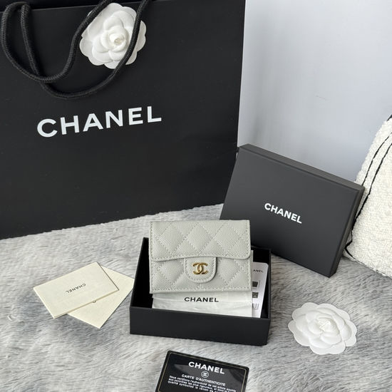 Chanel Wallet Quilted Leather Trifold Card Holder AP280