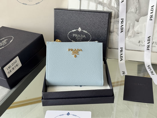 Prada Saffiano Leather Short Snap Wallet 1ML050