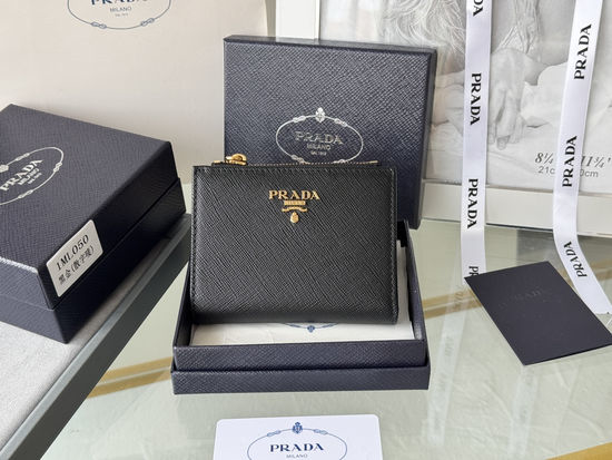Prada Saffiano Leather Short Snap Wallet 1ML050