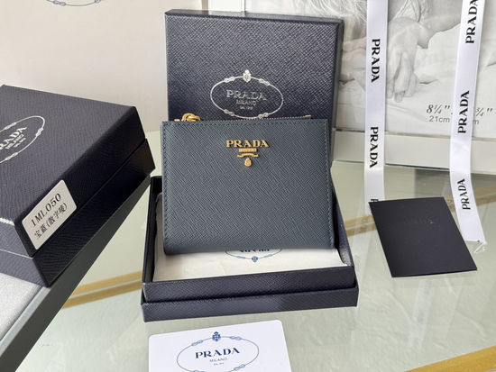 Prada Saffiano Leather Short Snap Wallet 1ML050