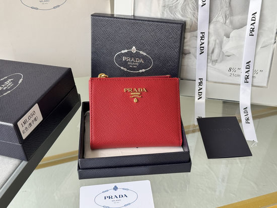 Prada Saffiano Leather Short Snap Wallet 1ML050