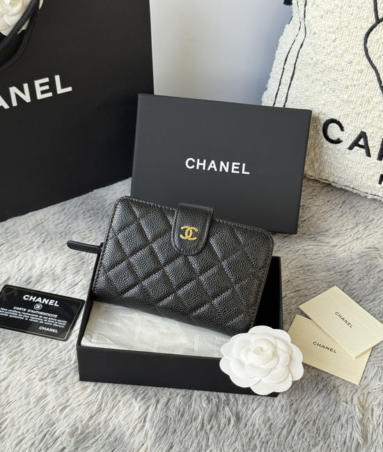 Chanel Quilted Caviar Double Layer Wallet A48667