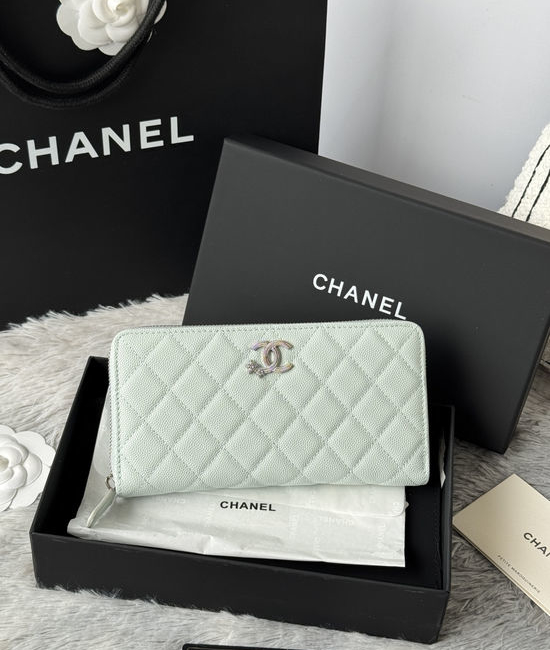 Chanel Caviar Leather Long Zip Wallet AP3776B