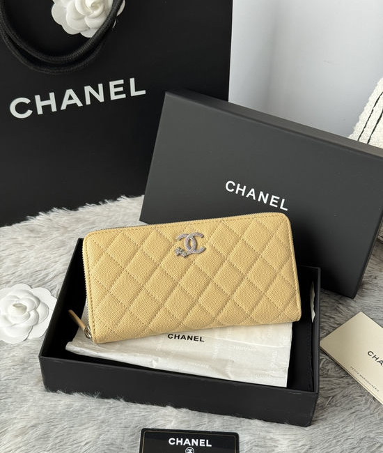 Chanel Caviar Leather Long Zip Wallet AP3776B