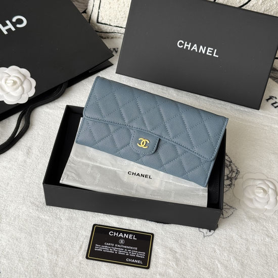 Chanel Classic Caviar Leather Long Wallet A80758