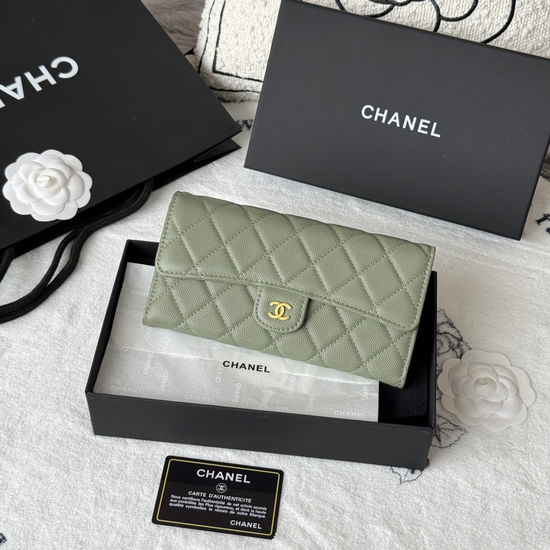 Chanel Classic CF Long Caviar Leather Wallet A80758