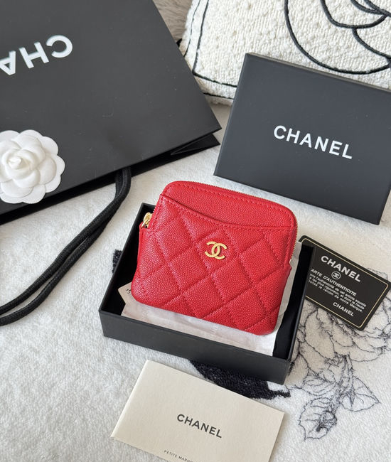 Chanel Caviar Calfskin Gold Buckle Card Holder AP2111