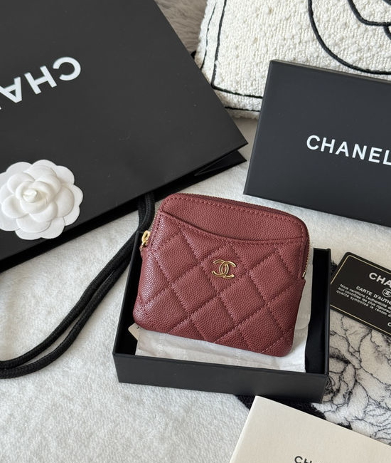 Chanel Caviar Calfskin Gold Buckle Card Holder AP2111