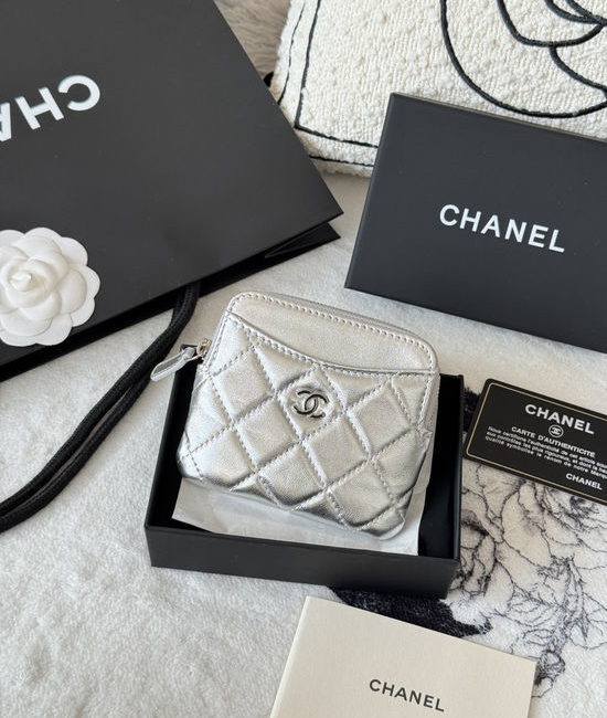 Chanel Lambskin Mini Coin Purse Card Holder Wallet AP2111
