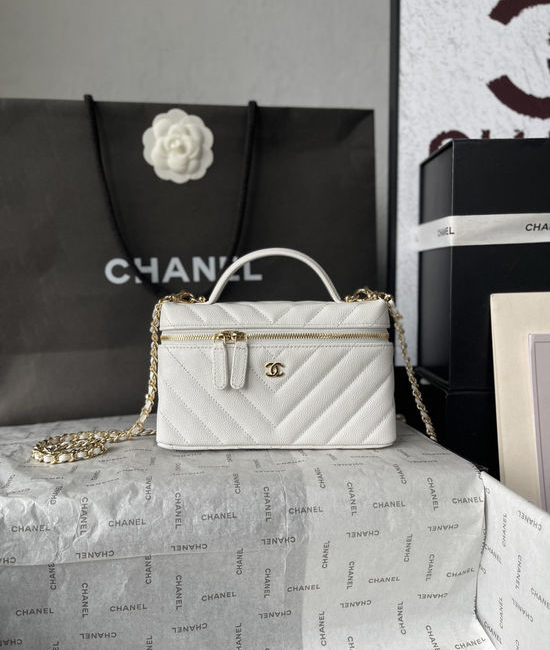 Chanel V Quilted Caviar Leather Lunch Box Bag AP5312