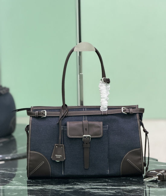 Prada Bonnie Denim Large Handbag 1BA433