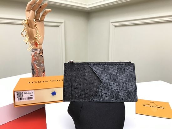 Louis Vuitton LV Damier Graphite Card And Coin Holder N64038